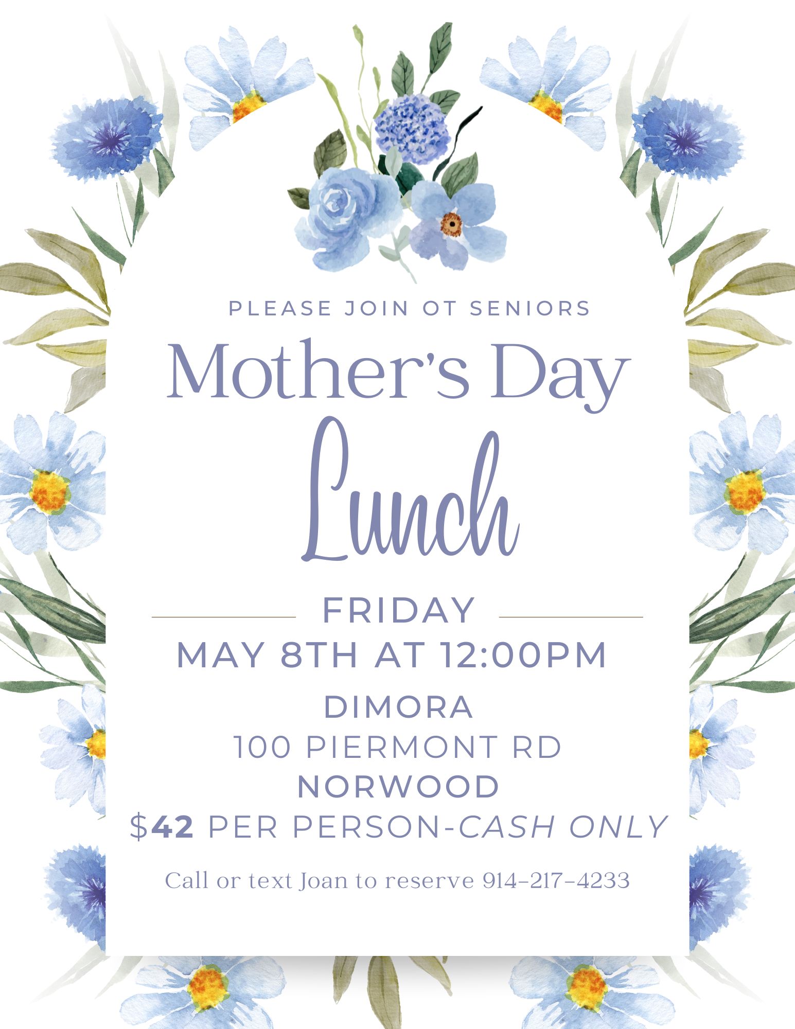 OT seniors mothers day lunch 2026